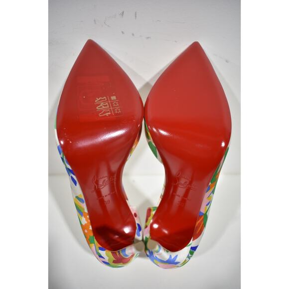 Christian Louboutin Iriza 100 Crepe Satin Bloomy Floral Pointed Toe Heel Pump 38 - Picture 12 of 12